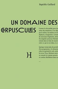 [9791096911028] Un domaine des corpuscules